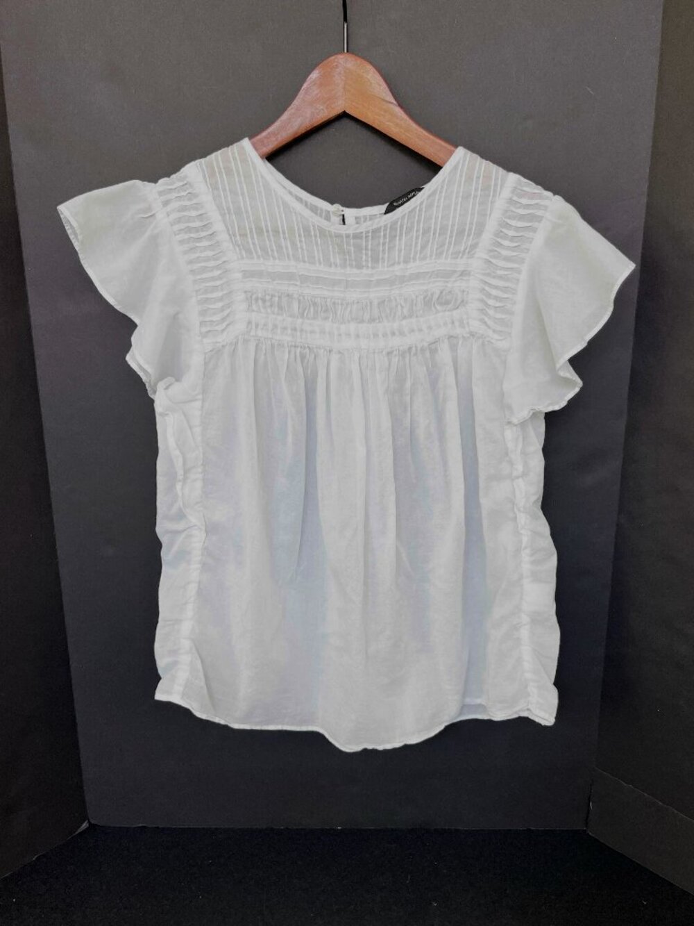 Banana Republic Pintuck Ruffle Sleeve Top - NWOT - White - Women's Sz Small Tall